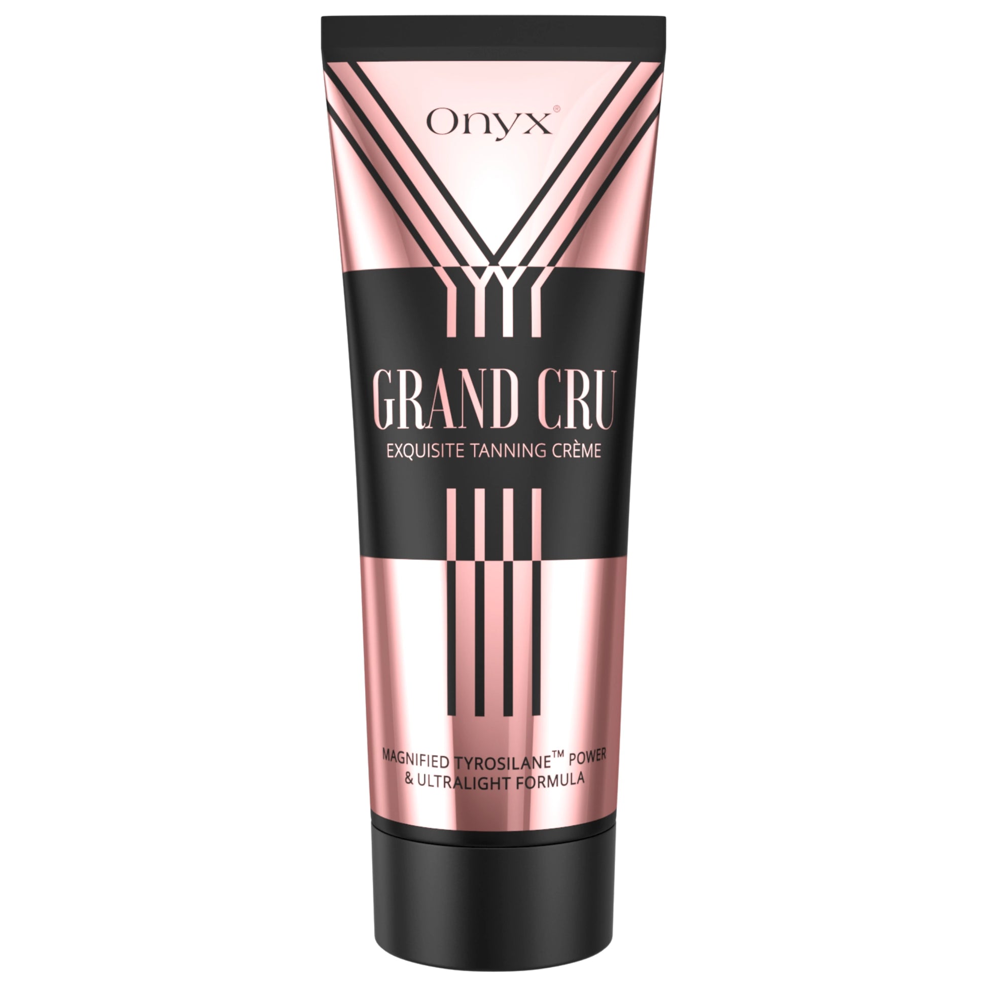 Produktbild der Onyx Grand Cru Bräunungslotion – luxuriöse weiße Creme mit Tyrosilan-Komplex für intensive Bräune im Sonnenstudio