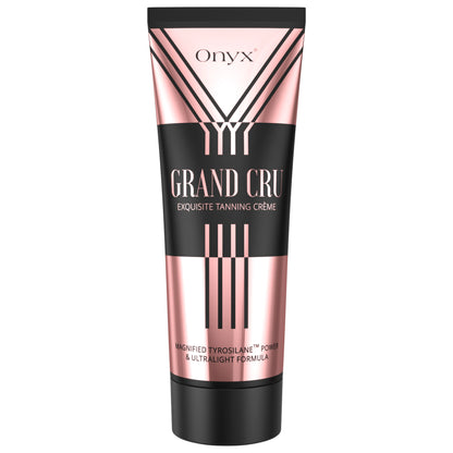 Produktbild der Onyx Grand Cru Bräunungslotion – luxuriöse weiße Creme mit Tyrosilan-Komplex für intensive Bräune im Sonnenstudio